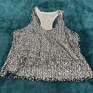 Silver Sequin Women's Tank Top